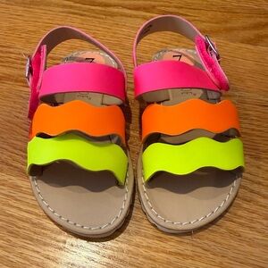 Maggie & Zoe Neon Pink, Orange & Lime Wave Strap Sandals